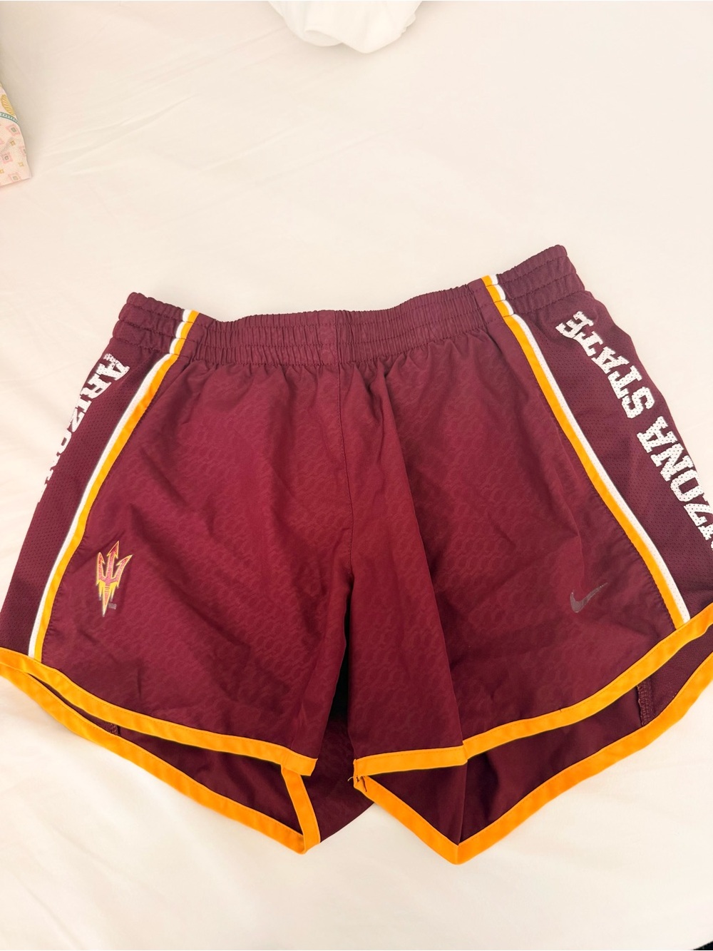 Nike ASU Women’s Shorts, Maroon and Gold Athletic Shorts COLLEGE